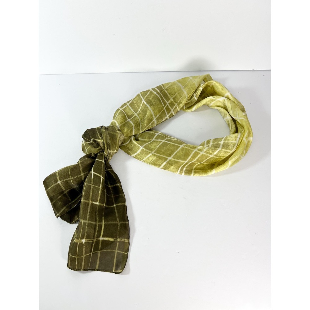 Symphony Scarf 13" x 61" made in Italy olive green abstract head‎ scarf
